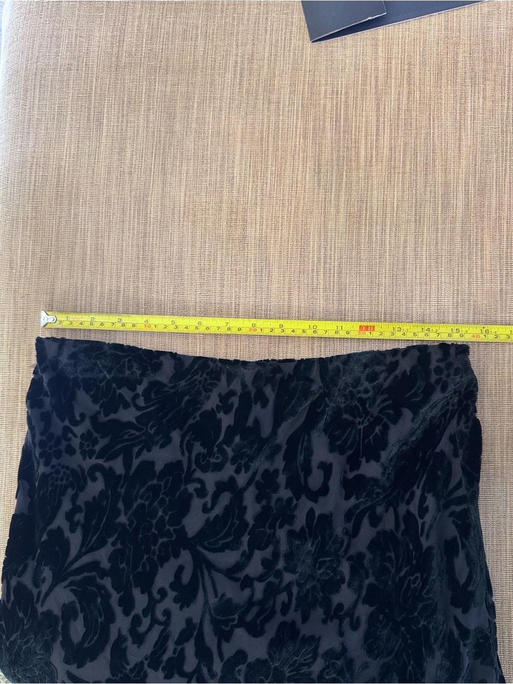 Silkland Black Silk Velvet Burnout Midi Skirt - Picture 7 of 8